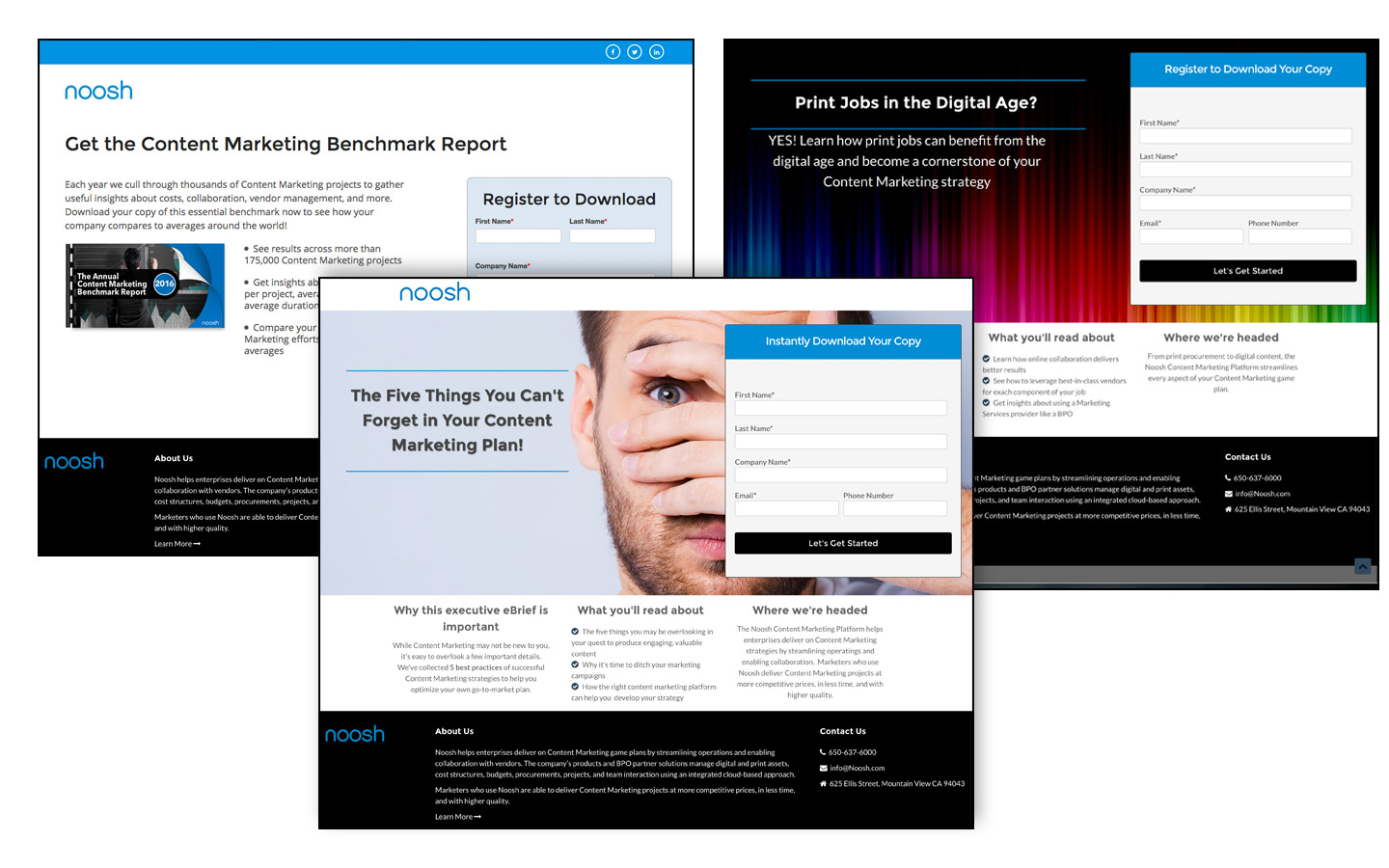 emails and landing page design